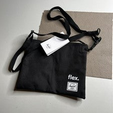 Bolso Bandolera Herschel Supply Co Alder Negro Flex Logo Sacoche Nuevo con Etiquetas