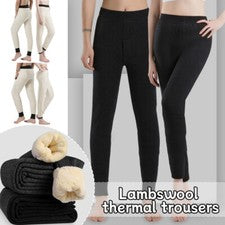 Pantalones de lana de invierno para hombre y mujer engrosados y felpa cordero pantalones cálidos pantalones de lana