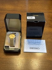 NUEVO EN CAJA RELOJ ANALÓGICO DE CUARZO VESTIDO DORADO VINTAGE SEIKO PARA HOMBRE 5Y39-1089 SDG252 $295