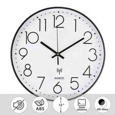 Runde Wanduhr Ohne Tickgeräusche Modern Funkwanduhr Lautlos für Wohnzimmer Ø30cm