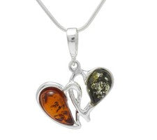Collar colgante corazón plata esterlina 925 ámbar báltico natural regalo joyas