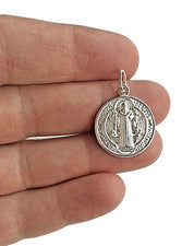 Colgante/Medalla de Plata de San Benito de 20 mm de plata de ley 925 #1