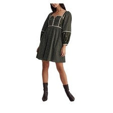 Verde MADEWELL Mezcla Floral Cuello Cuadrado Mini Vestido 2 Hippie Boho Pradera Occidental