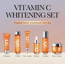Juego de 6 juegos de cuidado de la piel con vitamina C SADOER crema facial limpiador facial suero tónico