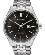 CITIZEN Hombres Analógico Eco-Drive Reloj Informal Vestido Clásico Esfera Negra Impermeable Ro