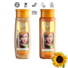 JUEGO DE CHAMPÚ Y MASCARILLA NATURAL VITAL PARA CABELLO RUBIO HENNA Y QUERATINA COLOR SEGURO 300 ml