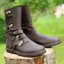 Botas de cuero medievales | Zapatos vikingos renacentistas | Calzado de...