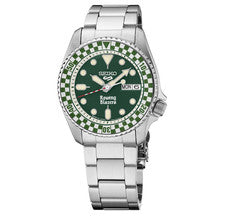 Blazers de remo x Seiko 5 deportes esfera verde automático día/fecha pulsera de acero