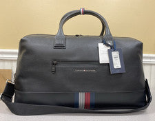 Bolso de fin de semana TOMMY HILFIGER de cuero negro nuevo con etiquetas