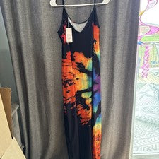 Vestido multicolor de moda para mujer con correa de espagueti talla extra grande