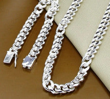 Juego de pulsera collar cadena 10 mm plata de ley 925 de uso diario unisex