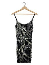 Vestido de cóctel Carlo Colucci talla 36 negro lentejuelas vestido de fiesta vestido de tirantes