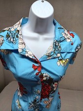 VESTIDO MAXI JUST FASHION NOW MUJER 5XL AZUL VIBRANTE FLORAL BOTÓN DELANTERO COMPLETO NUEVO CON ETIQUETAS