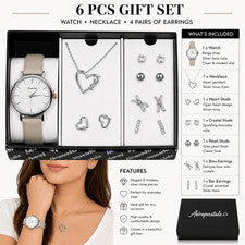 Conjunto de Joyas Reloj Aeropostale Collar Pendientes Tono Plata Corazón