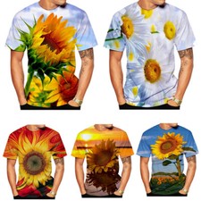 Girasol Streetwear Corto Impreso en 3D Camiseta Verano Hombre Moda Informal Prendas para el torso