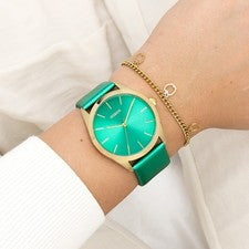 Oozoo Reloj de Pulsera Mujer Relojes Analógico Cuero Verde Aqua