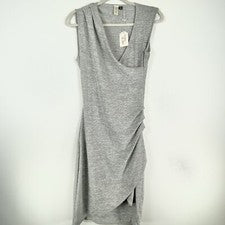 Vestido vaina estilo RD para mujer pequeño pulóver envolvente sintético dobladillo tulipán cuello en V gris