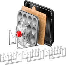 Pack de 3 Organizador Tapas Ollas Acero Inox Antideslizante Cocina Platos Bandejas