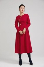 Vestidos midi de algodón regular granate liso hasta la rodilla Areca Designer para mujer