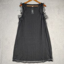 Vestido City Chic Para Mujer Mediano Negro Forrado Malla Volantes Sin Mangas Cambio Nuevo Con Etiquetas