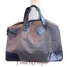 Bolso de Mano YSL Parfums Marrón Nylon Lona con Borde de Cuero Sintético