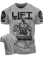 Camiseta de gimnasio para hombre entrenamiento levantamiento de pesas pesadas impresa en 3D fitness correr top t