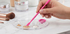 Juego de 2 paletas de maquillaje acrílico transparente con espátula - semicírculo 5 pozos