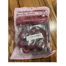 Juego de 41 brochas de maquillaje sintético rojo, esponja, diadema y limpiador