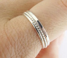 Anillo apilable de plata 925 maciza hecho a mano multi textura anillo para mujer todas las tallas SR381