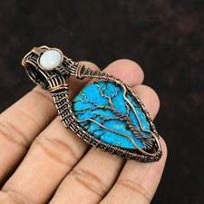 Venta Día de la Amistad Natural Arizona Turquesa Arco Iris Piedra Lunar Colgante Cobre