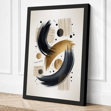 Formas fluidas en lienzo abstracto dorado arte de pared decoración del hogar listo para colgar