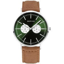 Reloj para hombre Bering clásico esfera verde rayos de sol zafiro sub segundo 40 mm 14240-508