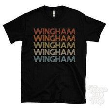 CAMISETA WINGHAM ESTILO RETRO REPETIDO Hombre y Mujer Novedad Genial Nombre Regalo
