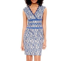 Vestido vaina Simply Liliana para mujer azul y dorado de encaje, hasta la rodilla, talla 12, nuevo con etiquetas