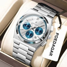 POEDAGAR reloj de pulsera para hombres excelente moda cronógrafo negocios impermeable elegante