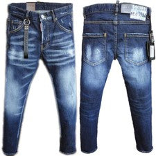 Moda Para hombres Pantalones de mezclilla lavados Pantalones de mezclilla rasgados Calce ajustado NUEVO