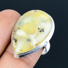 Dendrita ópalo piedras preciosas hecho a mano 925 anillo de joyería de...