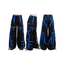 HECHOS A MANO Pantalones Góticos Cadenas Sueltas AZUL Correas Ropa de Calle Pantalones Punk