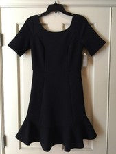 Mini Vestido Vaina Anthropologie Elástico con Volantes Talla 6 Negro Ajuste y Estilo