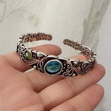 Pulsera retro de piedra azul de plata esterlina 925 sólida para mujer hecha a mano regalo Reino Unido