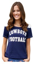 Camiseta estilo jersey de cría de 2 caras de los Dallas Cowboys para mujer