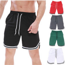 Pantalones cortos de moda para hombre con dobladillo a rayas con cordón cintura elástica