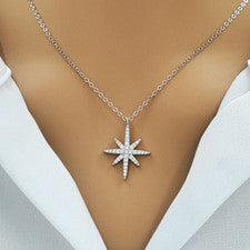 Collar Estrella Cristal Plata Esterlina 925 Personalizado Joyería Navidad Regalo