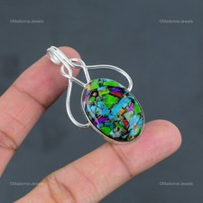 Venta de San Valentín Ovalado Fiesta Kingman Turquesa Piedras Preciosas Colgante Plata Esterlina