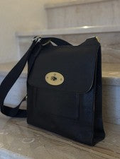 Bolso Bandolera Mensajero Mulberry Pequeño Antony Cuero Negro Grano Pequeño Cuero
