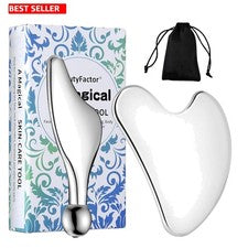 Masajeador facial Gua Sha de lujo - Herramienta para ojos para reducir la hinchazón y el cuidado de la piel