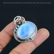 Joyería colgante de aniversario de piedras preciosas de luna arco iris ovaladas de plata de ley 925