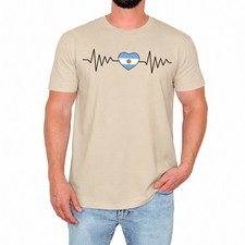 Camiseta Heartbeat Hombre Bandera Argentina Diseño Amor Divertido Regalo Cumpleaños