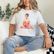 Vestido de fiesta rosa floral arte para mujer camiseta hilada en anillo romántico moda regalo para ella