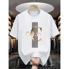 Camiseta informal con gráficos de Calvin para hombre - Estampado de letras audaces, cómoda camiseta de moda